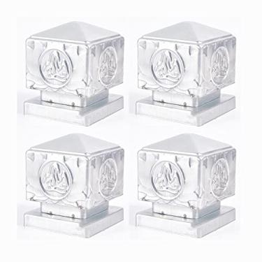 Imagem de WFCFCN Tampas de poste de cerca, tampa de acabamento superior de cerca de bolota de aço galvanizado para madeira de cerca de jardim, tampa para postes 4 peças, 150 x 150 mm