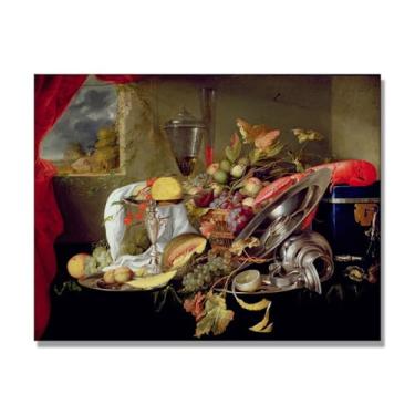 Imagem de Arte em tela vintage de frutas mortas, pintura clássica de cozinha country, decoração de parede de casa de fazenda quente para sala de jantar e cozinha. A79. 30x40cm-11,8x15,7 pol. Somente tela