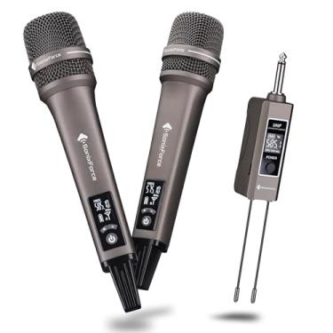 Imagem de SonixForce Microfones sem fio, microfone de karaokê profissional, sistema UHF de microfone duplo com alcance de 79 metros, microfone portátil todo em metal para cantar, falar, reuniões e eventos