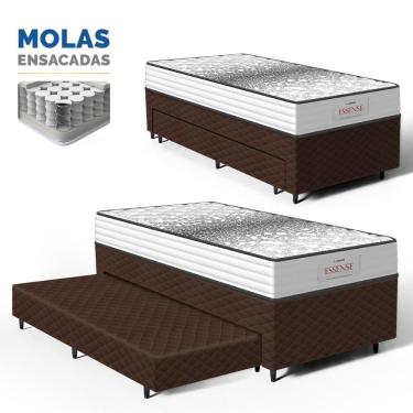 Imagem de Cama Box com Colchão de Molas Ensacadas Double Face Essence Probel + Auxiliar de Espuma Unique Solteiro 88cm