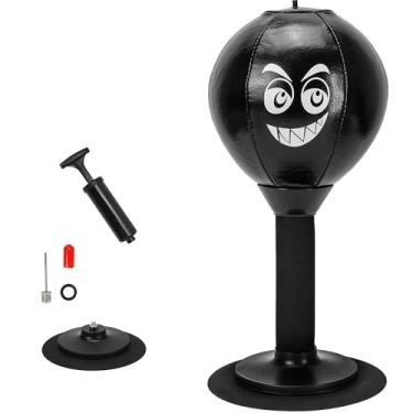 Imagem de Saco de pancadas de mesa, pequeno saco de pancada relaxante para alívio do estresse, ventosa forte atualizada e mola de espuma completa, bola de boxe portátil de mesa para adultos, jovens, escritório