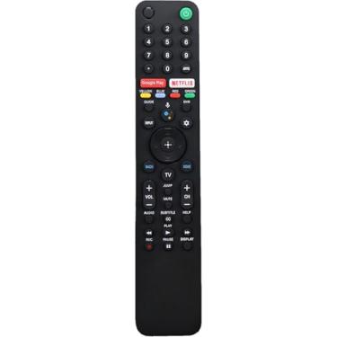 Imagem de WECONNECT Controle remoto de substituição compatível com Sony Bravia LED OLED 4K UHD HDR Android TV TX500U com botão Google Play Netflix preto (comando de voz)
