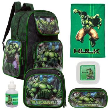 Imagem de Kit Mochila Escolar Infantil Incrivel Hulk Costas com 6 Pçs - TOYS 2U