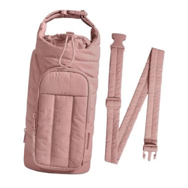 Imagem de oshhni Bolsa para Garrafa de Água Universal com Bolso para Celular e Acessórios para Copo, Ideal para Caminhadas, Atividades ao Ar Livre e Viagens, Rosa Escuro