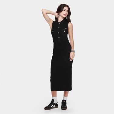 Imagem de Vestido Colcci Canelado Casual Feminino, Preto, M
