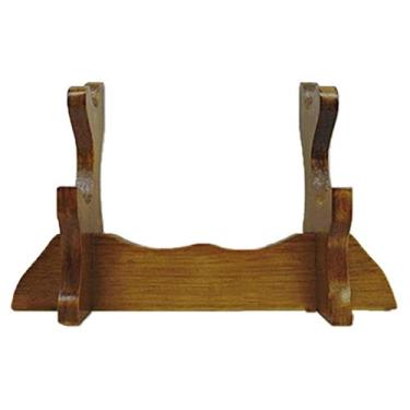 Imagem de U5GAAALPPQ9 Acessórios de mesa Suporte de espada de 2 camadas Suporte de exibição de madeira maciça Katana Wakizashi Samurai Suporte de espada Suporte de espada