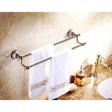 Imagem de LUCEAE Toalheiro, barra de toalha com haste dupla prateleira de toalha de banheiro fixada na parede para banheiro, piscina, gancho de torre de cozinha