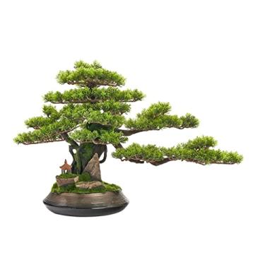 Imagem de Bonsai artificial simulação de árvore de pinheiro bonsai planta verde vaso interno casa escritório sala de estar varanda decoração árvore falsa
