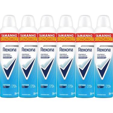 Imagem de Kit Desodorante Aerosol Rexona Cotton Dry Azul 250ml - 6 Unidades
