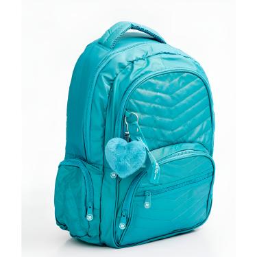 Imagem de Mochila Costas Escolar Juvenil Efeito Crinkle Matelassê Cor:Azul