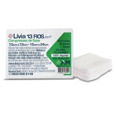 Imagem de COMPRESSA DE GAZE ESTERIL 7,5x7,5 13 FIOS LIVIA - 10PCT C/10UN - AMERI