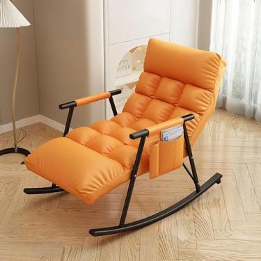 Imagem de Cadeira de balanço moderna para quarto, confortável para sala de estar, poltrona de jardim com apoios de braços, cadeira de balanço de acampamento respirável para uso interno, cadeira ergonômica