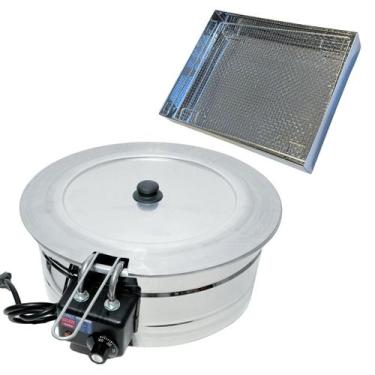 Imagem de Kit Fritadeira Elétrica Industrial Tacho Redondo Inox 10L com Escorred
