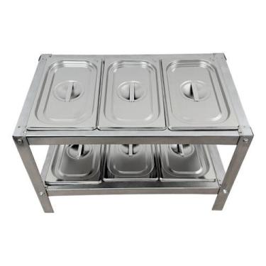 Imagem de Condimentadora Com Tampa 6 Cubas Inox 1/4 X 100mm Mesa - Casinha Indus