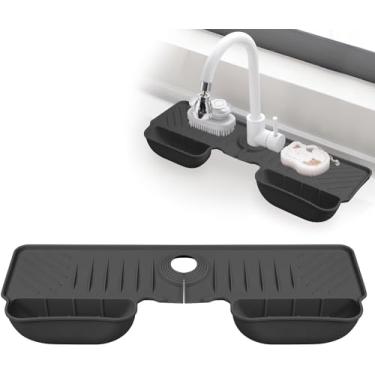 Imagem de Tapete Protetor de Borrifo Torneira Silicone Bandeja Coletora Água para Pia Secagem Suporte Esponja Louça Acessório Organizador Cozinha Doméstica