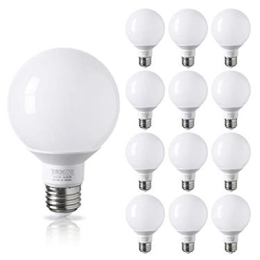 Imagem de TORCHSTAR Pacote com 12 lâmpadas de LED Globo G25, luz de penteadeira, 5W (40W Eqv.) 350 LM, UL-Listed, não regulável, luz do dia 5000K para espelho de maquiagem, pingente, banheiro, vestiário
