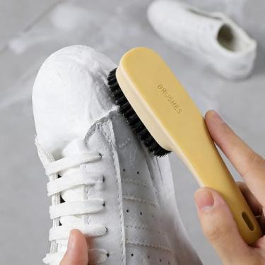 Imagem de Pacote com 2 escovas de lavanderia e escova de limpeza de sapatos para manchas, limpeza doméstica, roupas, sapatos, banheiro, cabo ergonômico de fácil aderência
