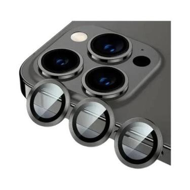 Imagem de Protetor De Lente De Vidro Temperado Preto Prateado Para Câmera De Cel