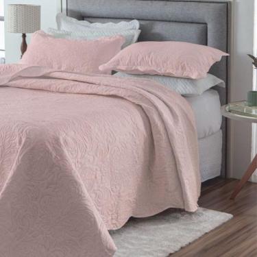 Imagem de Kit Cobre-Leito Colcha Casal 3pçs 2,20m x 2,40m Dupla Face Cor:Rosa - 