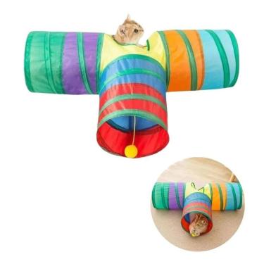 Imagem de Túnel Em T Para Gato Labirinto Interativo Brinquedo Pet