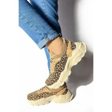 Imagem de Tênis Luna Nude Onça Feminino Animal Print Estiloso Moderno-Feminino