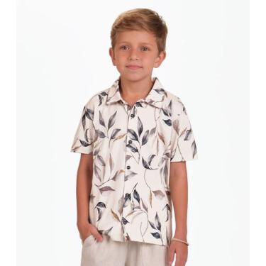 Imagem de Camisa Meia Malha Menino Trick Nick Bege, 6, Bege