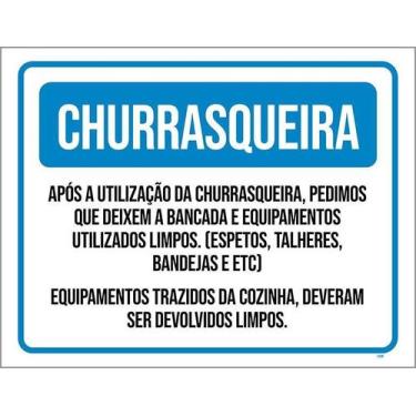 Imagem de Kit 5 Placa Acm Churrasqueira Regras De Uso 18X23 - Sinalizo