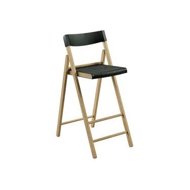 Imagem de Banqueta Dobrável Alta com Encosto Tramontina Potenza Preto Madeira Tauari Natural