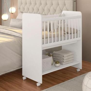 Imagem de Mini Berço Com Colchão E Rodinhas Alice Branco - M.a - A Móveis Arapon