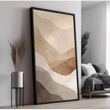 Imagem de Quadro com Moldura e Acrilico Cristal Vidro Tons Terrosos para Sala, Q