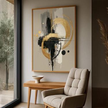 Imagem de Quadro com Moldura e Acrilico Cristal Vidro Equilíbrio Dourado para Sa