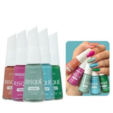 Imagem de Kit 5 Esmaltes Risque Coleção Nova Cor e Voltei Esmalte Atacado - Risq
