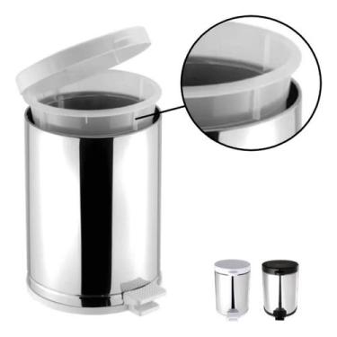 Imagem de Lixeira Cozinha Inox 12 Litros Pedal Cesto Plástico Interno - Viel, Br