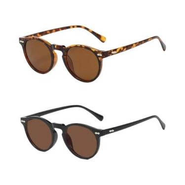 Imagem de 2 pçs novo estilo de óculos retro redondo moda mita óculos de sol pers