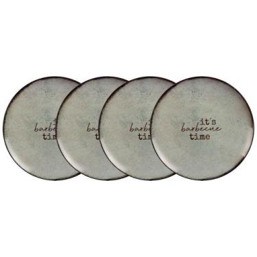 Imagem de Kit Prato Raso Tramontina Churrasco Rustic Porcelana 28cm 4 Peças Tram