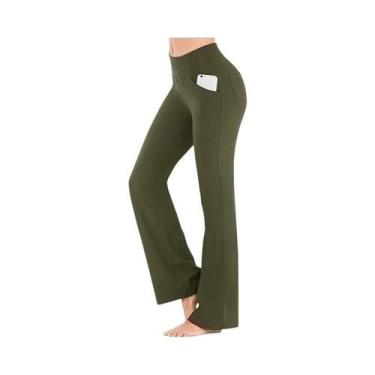 Imagem de Calças De Yoga De Cintura Alta E Perna Larga Para Meninas, Estilo Casu