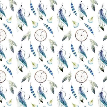 Imagem de Papel De Parede Branco Com Penas Coloridas Autocolante Sala