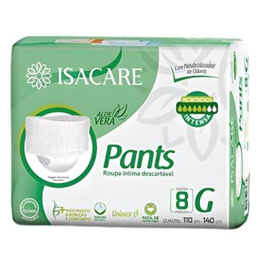 Imagem de Isacare – Fralda Pants Intensa Adulto G/EG 8 Unidades | Máxima Absorção, Fácil de Vestir e Retirar, com Indicador de Umidade