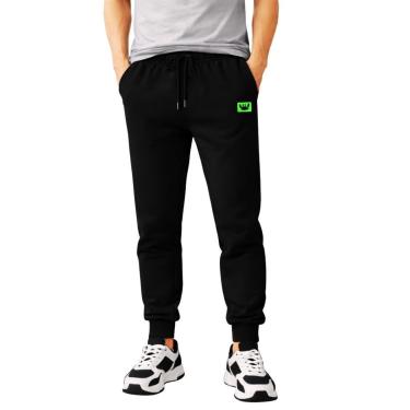 Imagem de Calça de Moletom Masculina Jogger Flanelada Estampada Estilo Casual Urbano-Masculino