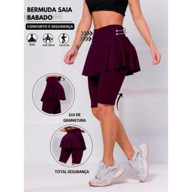 Imagem de Bermuda Saia Babado Cintura Alta Tapa Bum Bum Suplex Feminina-Feminino