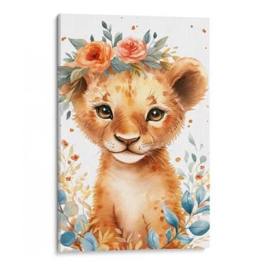 Imagem de Quadro decorativo Infantil - O Leãozinho e o Jardim de Flores - Art Ca