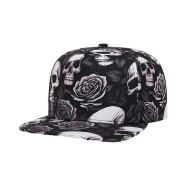 Imagem de Boné Unissex Com Estampa De Esqueleto, Aba Reta, Estilo Hip Hop, Prote
