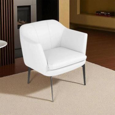 Imagem de Poltrona Decorativa 76cm Rosalie Pés em Ferro Couro Branco G34 - Gran 