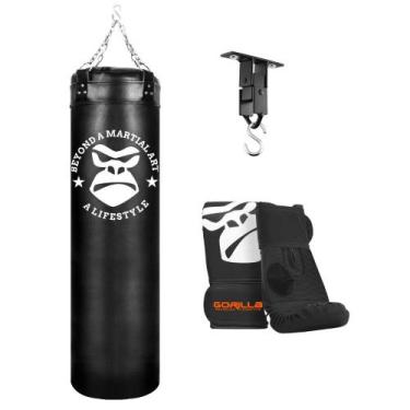Imagem de Saco Pancada Profissional Boxe 120 Cm + Luva Bate Saco Pro Muay Thai +