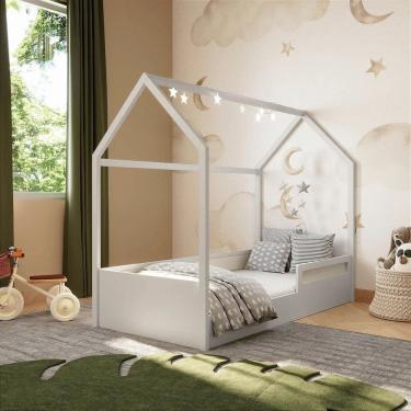 Imagem de Cama Montessoriana Casinha com Tela Rattan Divertidamente Branco