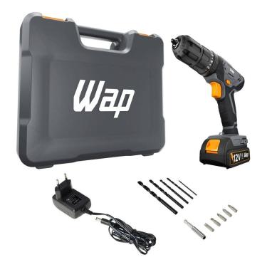 Imagem de Furadeira E Parafusadeira Bateria 12v Com Maleta - Wap Colorido 12v