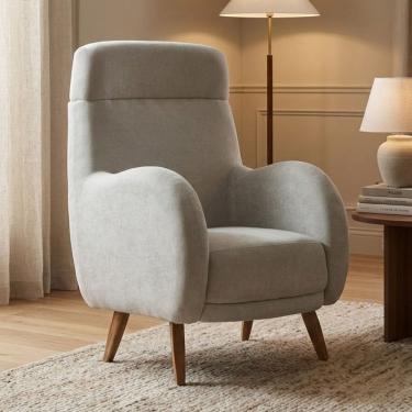 Imagem de Poltrona de Amamentação Fixa Pés Manu Ternura D02 Linho Verde Claro C-47 - Lyam Decor