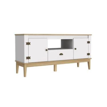 Imagem de Rack Bancada Colonial MB 1015 2 Portas Pés em Madeira Maciça - Loja Do