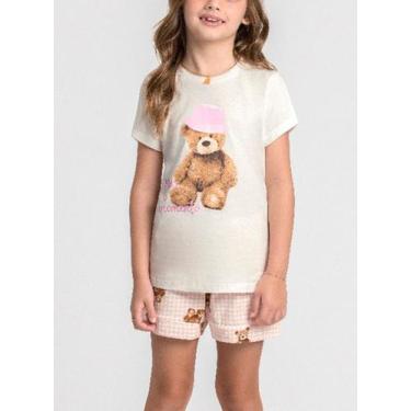Imagem de Short Doll Mensageiro Dos Sonhos 0132211 Infantil Xadrez Querido Teddy