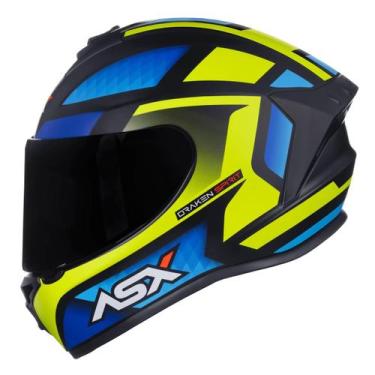 Imagem de Capacete MasculinoFechado Asx Draken Spirit Azul Fosco Moto, Preto Azu